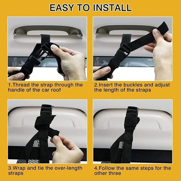 Car Mesh Net Ceiling Interior Roof Storage Adjustable Organizer Bag US 35"x26" - Picture 7 of 7